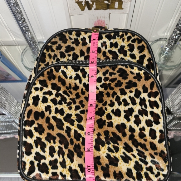 EUC Leopard print soft plush backpack - Picture 7 of 9